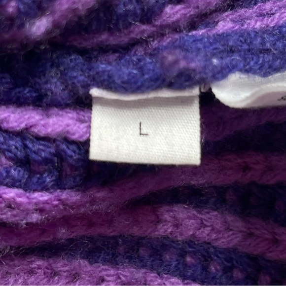 NAADAM Women's Wool Cashmere Turtleneck Long Sweater Purple Blue Stripe Sz Large - Picture 6 of 10